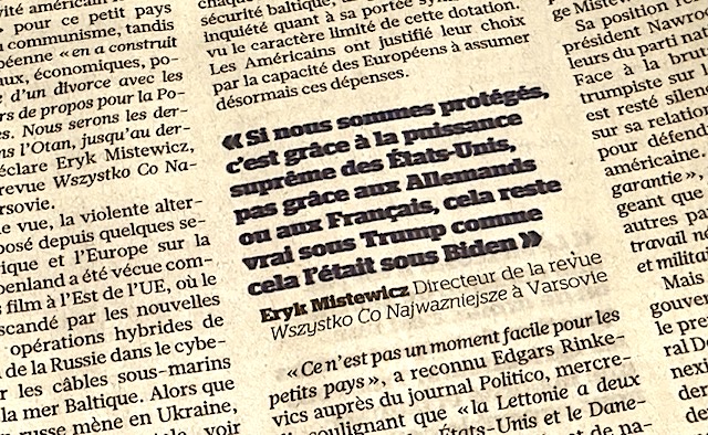 Eryk MISTEWICZ w „Le Figaro” o tym, dlaczego Polska chętniej stawia na Waszyngton, niż Brukselę